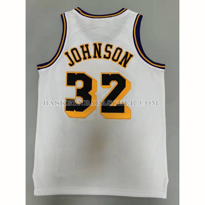 Maillot Los Angeles Lakers Magic Johnson NO 32 Mitchell & Ness1984-85 Blanc
